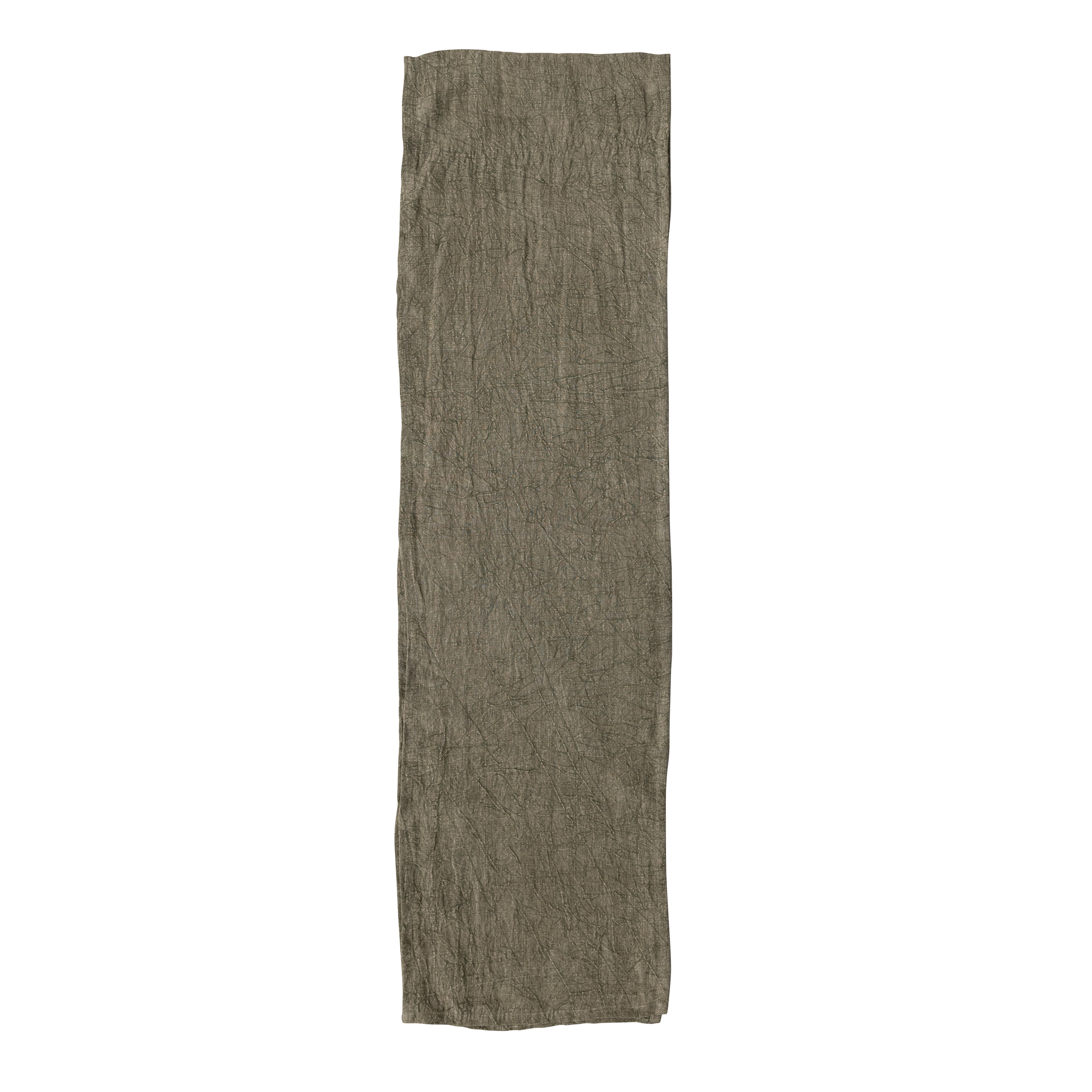 Olive Green Stonewashed Linen Table Runner, 108 Inches