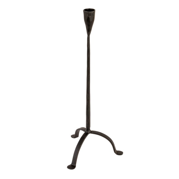 Creative Co-Op 16"H Hand-Forged Cast Metal Footed Taper Holder, Black