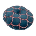 thumbnail image 1 of Creative Co-Op 18 Inches Round Cotton Pillow with Tufted Scallop Pattern, Navy Blue and Pink, 1 of 1