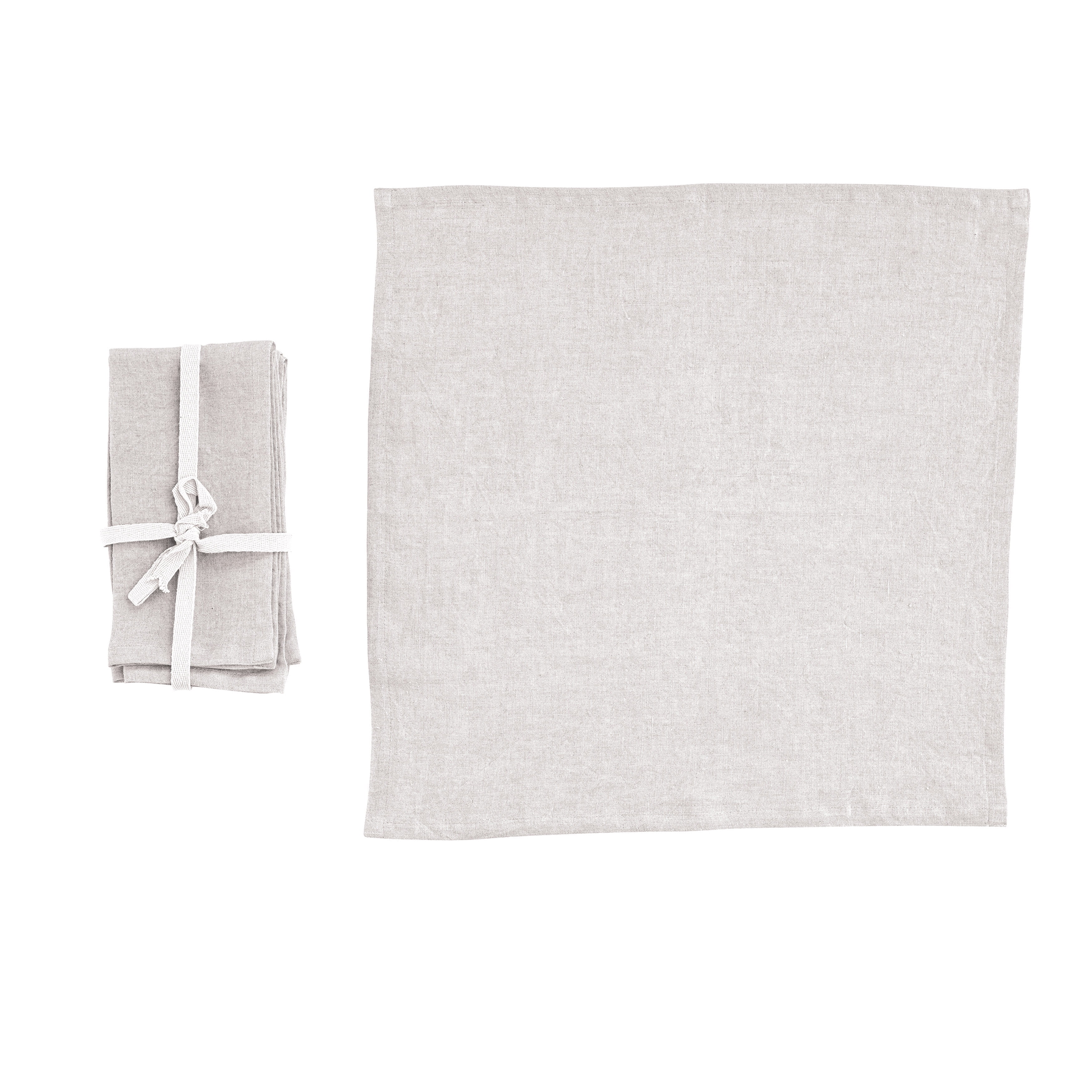 Ivory Stonewashed Linen 18" Square Dinner Napkins, Set of 4