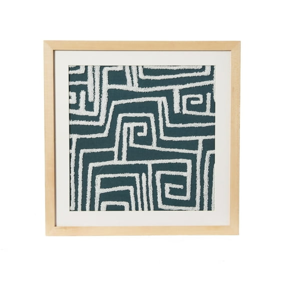 Creative Co-Op 18" Square Tufted Abstract Embroidery in Wood Frame