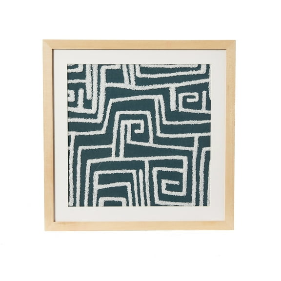 Creative Co-Op 18" Square Tufted Abstract Embroidery in Wood Frame