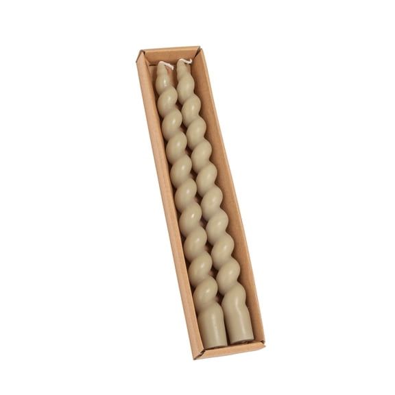 Creative Co-Op 2-Piece Unscented Twisted Taper Candles in Box, Grey
