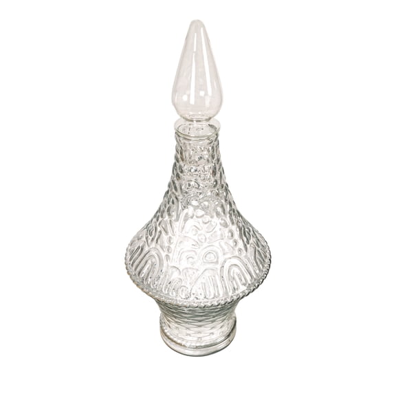 Creative Co-Op 2-Quart Embossed Glass Decanter with Glass Stopper, Clear