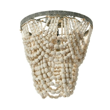 Creative Co-Op 2-Tier Wooden Draped Bead Chandelier