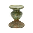 thumbnail image 1 of Creative Co-Op 2-Tone Sculptural Terracotta Pillar Candle Holder, Distressed Green, 1 of 1