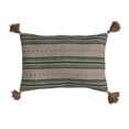 thumbnail image 1 of Creative Co-Op 20 Inches Cotton Slub Printed Lumbar Pillow with Hand-Embroidered Stripes and Tassels, Multicolored, 1 of 1