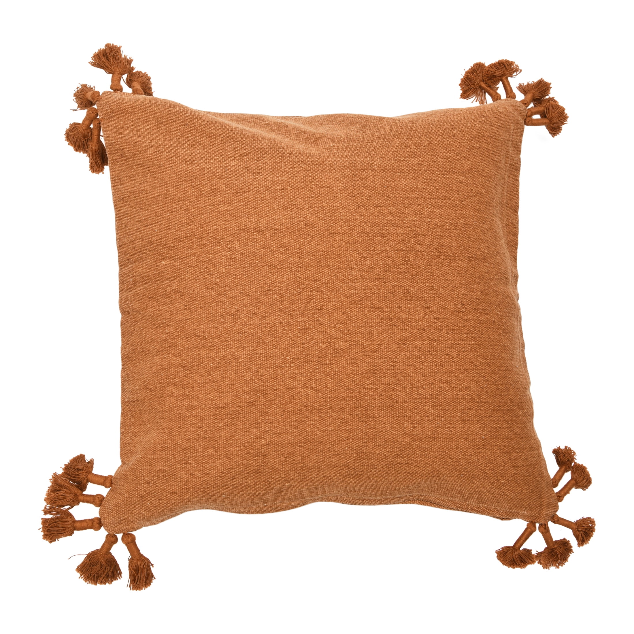 Rust Canvas Pillow Cover with Tassels, 20" Square