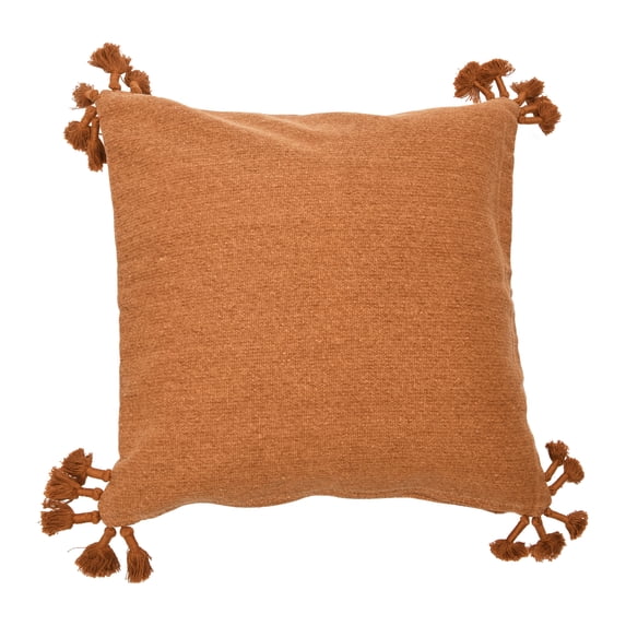 Creative Co-Op 20" Square Canvas Pillow Cover with Tassels
