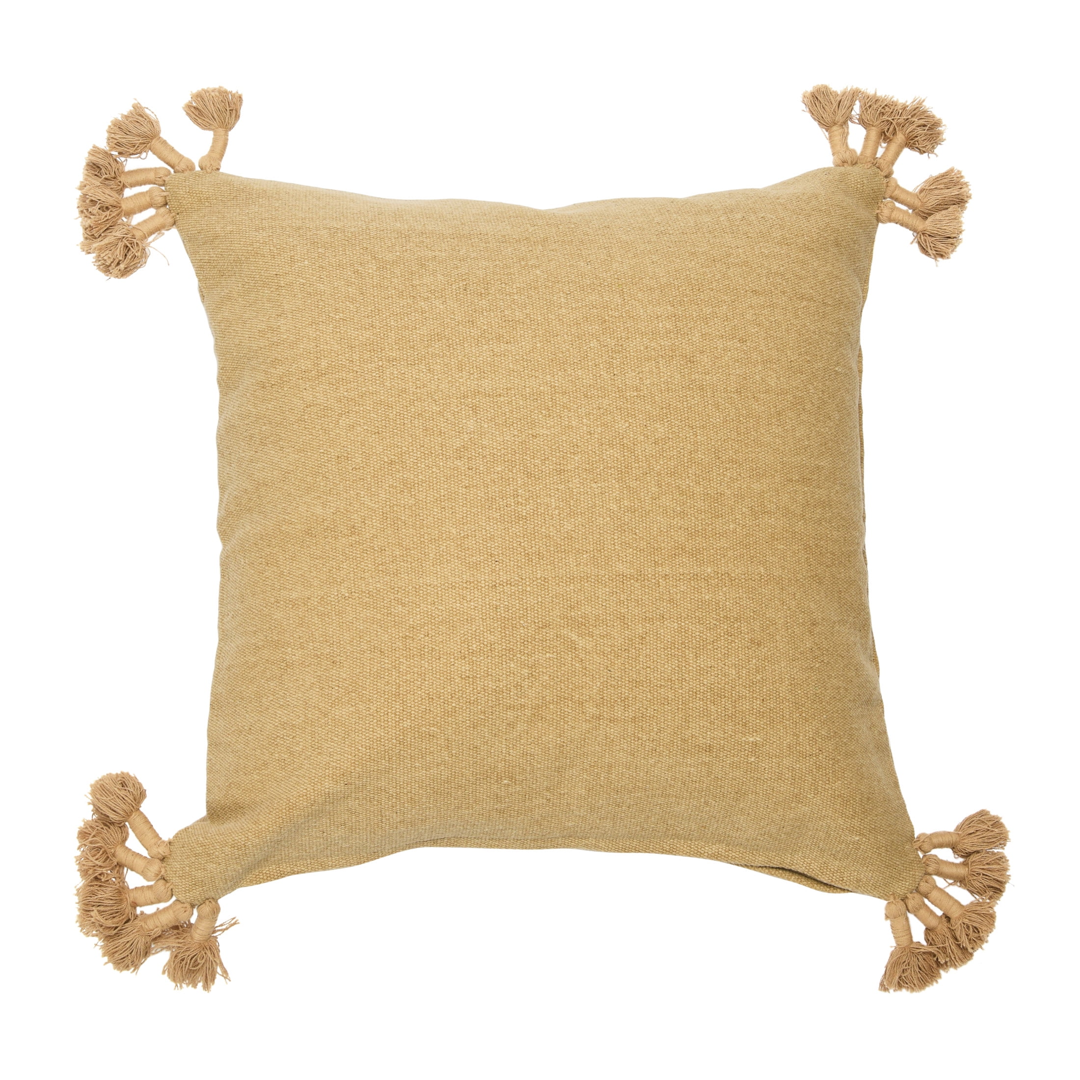 Bohemian Beige Cotton Tassel 20" Square Pillow Cover