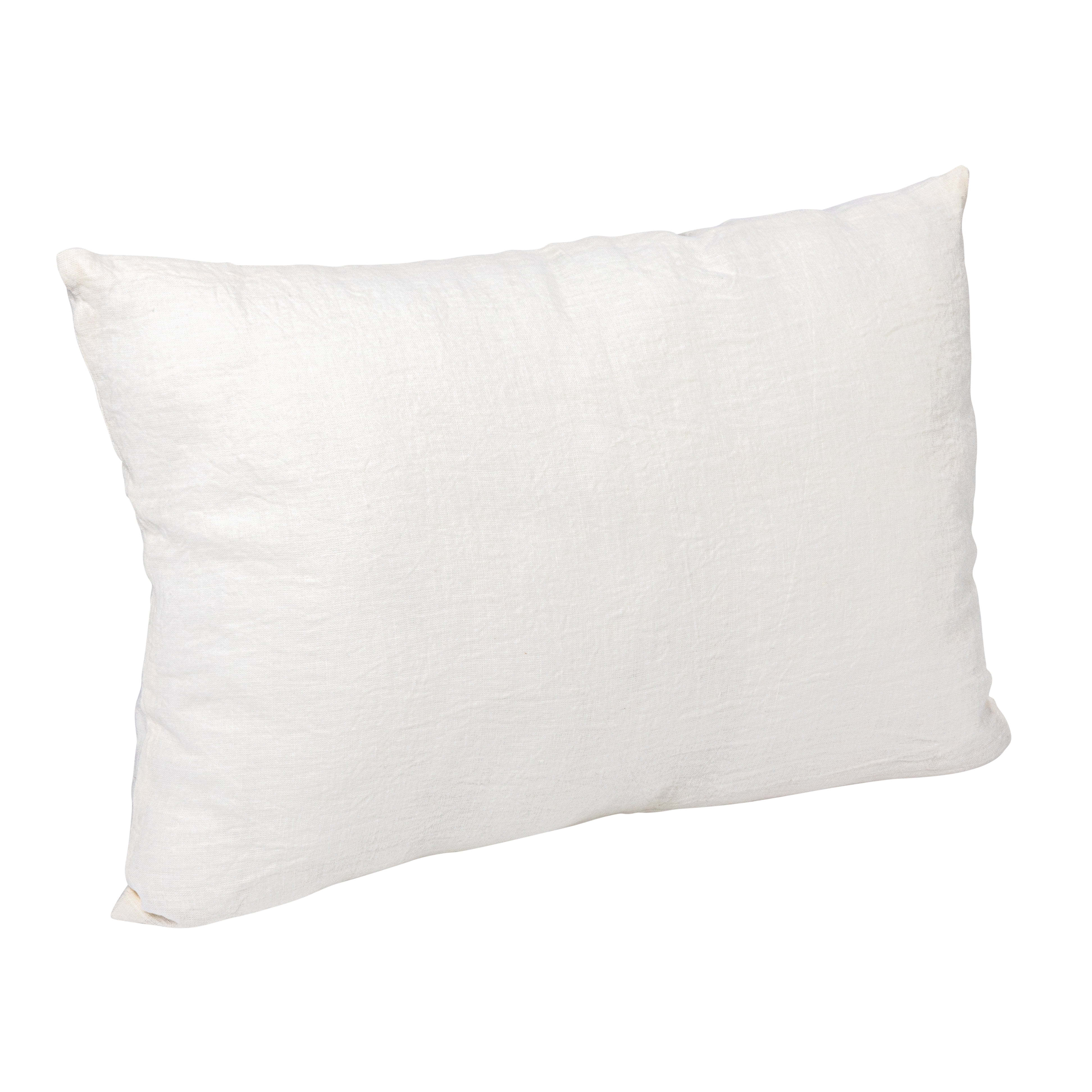 Ivory Linen Rectangular Lumbar Throw Pillow