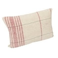 thumbnail image 1 of Creative Co-Op 24 Inches Woven Cotton Slub Lumbar Pillow with Grid Pattern, Natural and Red, 1 of 1