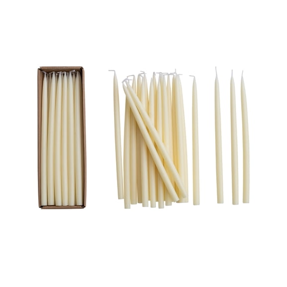 Creative Co-Op 24-Piece Unscented Thin Taper Candles in Box, Ivory Color