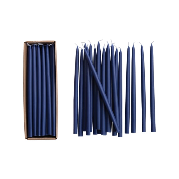 Creative Co-Op 24-Piece Unscented Thin Taper Candles in Box, Navy