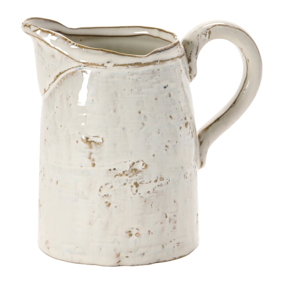 Creative Co-Op 28 oz. Stoneware Pitcher, Reactive Glaze, White (Each One Will Vary)