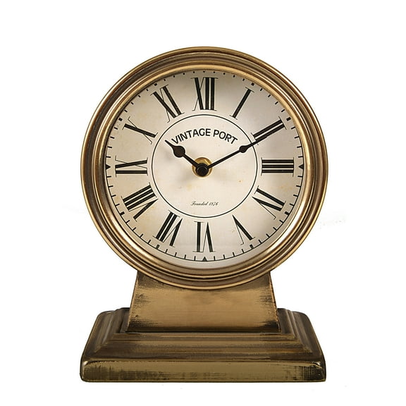 Creative Co-Op 3.62" Quartz Gold Metal Tabletop Clock