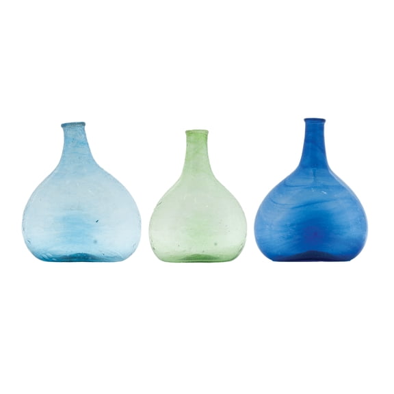 Creative Co-Op 3-Piece Hand-Blown Seeded Glass Vase, Multicolor