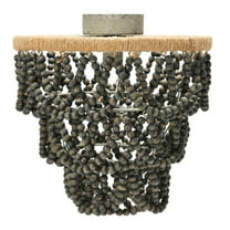 Creative Co-Op 3-Tier Draped Wood Bead Semi-Flush Mount Chandelier, Dark Gray