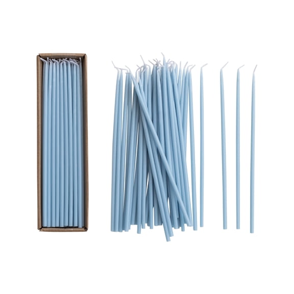 Creative Co-Op 36-Piece Unscented Thin Taper Candles in Box, Light Blue