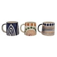 thumbnail image 1 of Creative Co-Op 4.25 Inches Stoneware Mug with Geometric Pattern Prints, Multicolor, Set of 3, 1 of 1