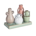 thumbnail image 1 of Creative Co-Op 4 Stoneware Mounted Vases on a Base with Reactive Glaze, Multicolor, 1 of 1