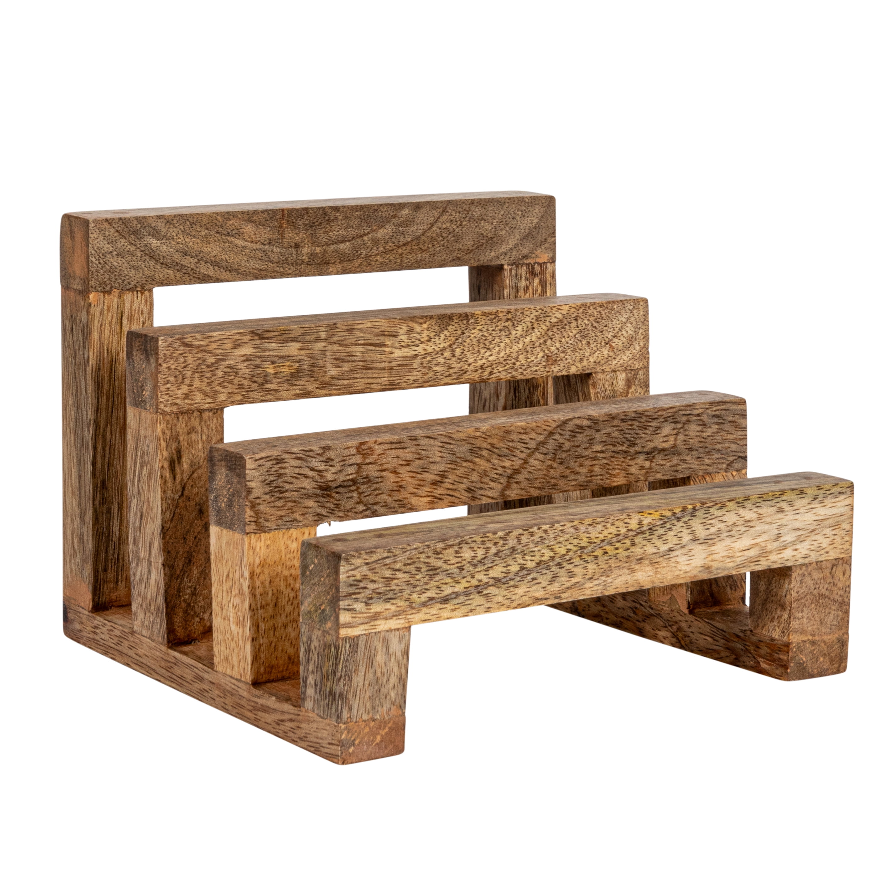 Creative Co-Op 6 Inches Mango Wood Cutting Board Stand with 3 Sections for Kitchen, Natural