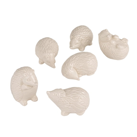 Creative Co-Op 6-Piece Stoneware Hedgehogs Accent Decor, White