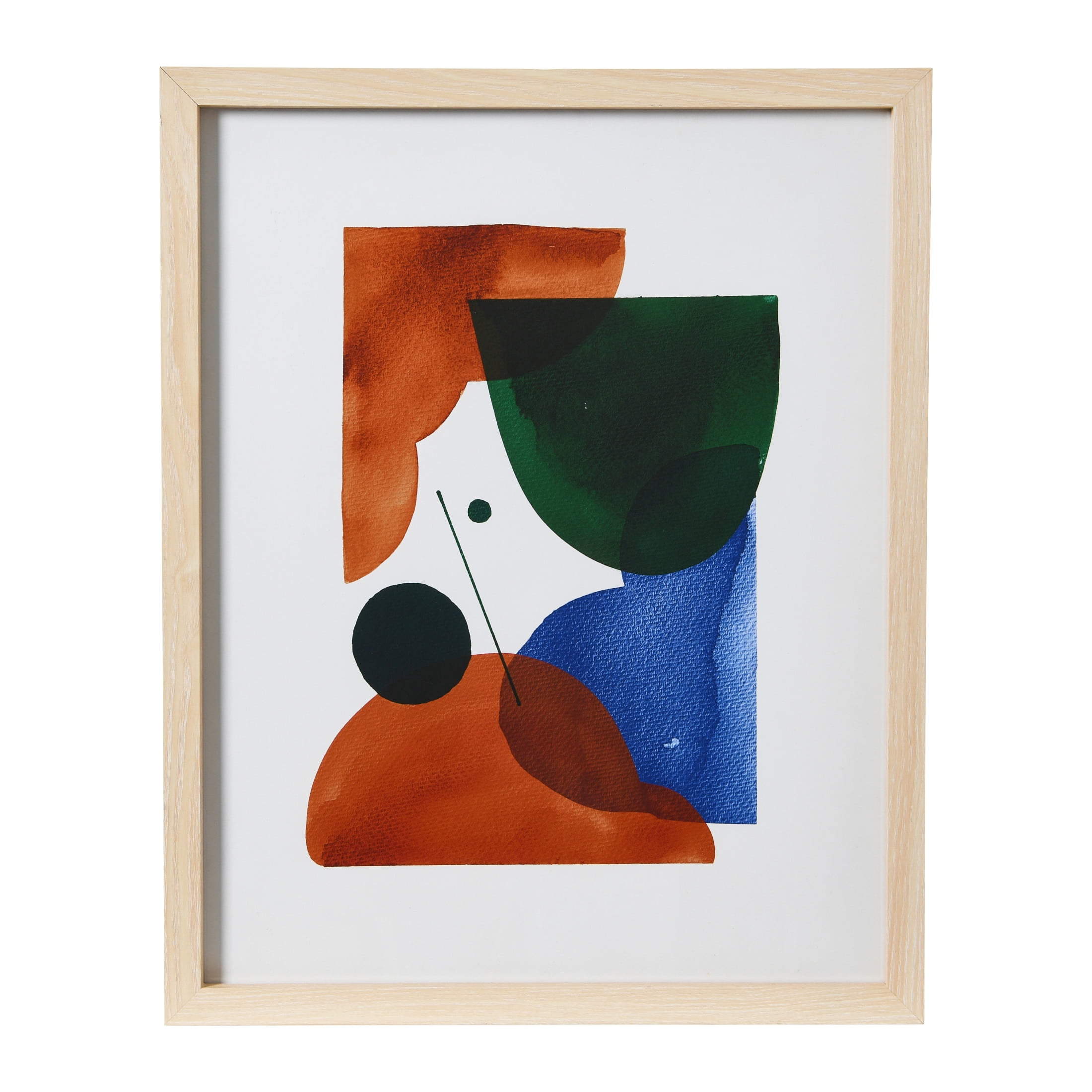 Modern Abstract Geometric Print with Solid Wood Frame and Glass Cover