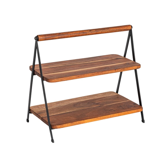 Creative Co-Op Acacia Wood 2-tier Serving Stand