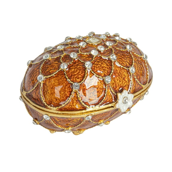 Creative Co-Op Amber Jeweled Egg Trinket Box, Amber