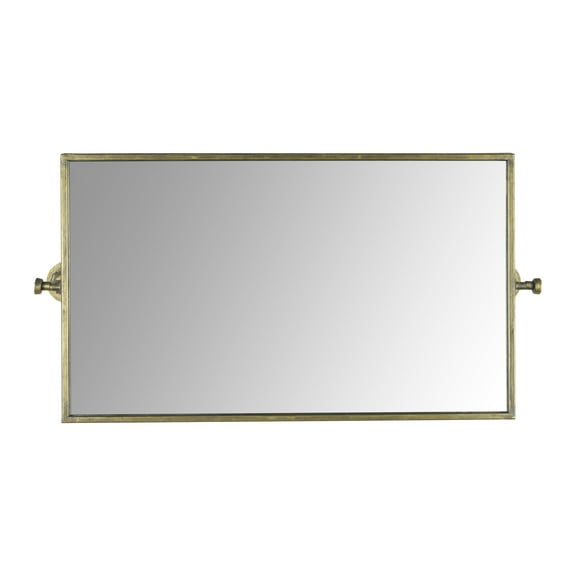 Creative Co-Op Antique Metal Framed Rectangle Wall Mirror, Gold