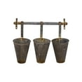 thumbnail image 1 of Creative Co-Op Antiqued Metal Wall Rack with 3 Hanging Cone Pots, Grey, 1 of 5