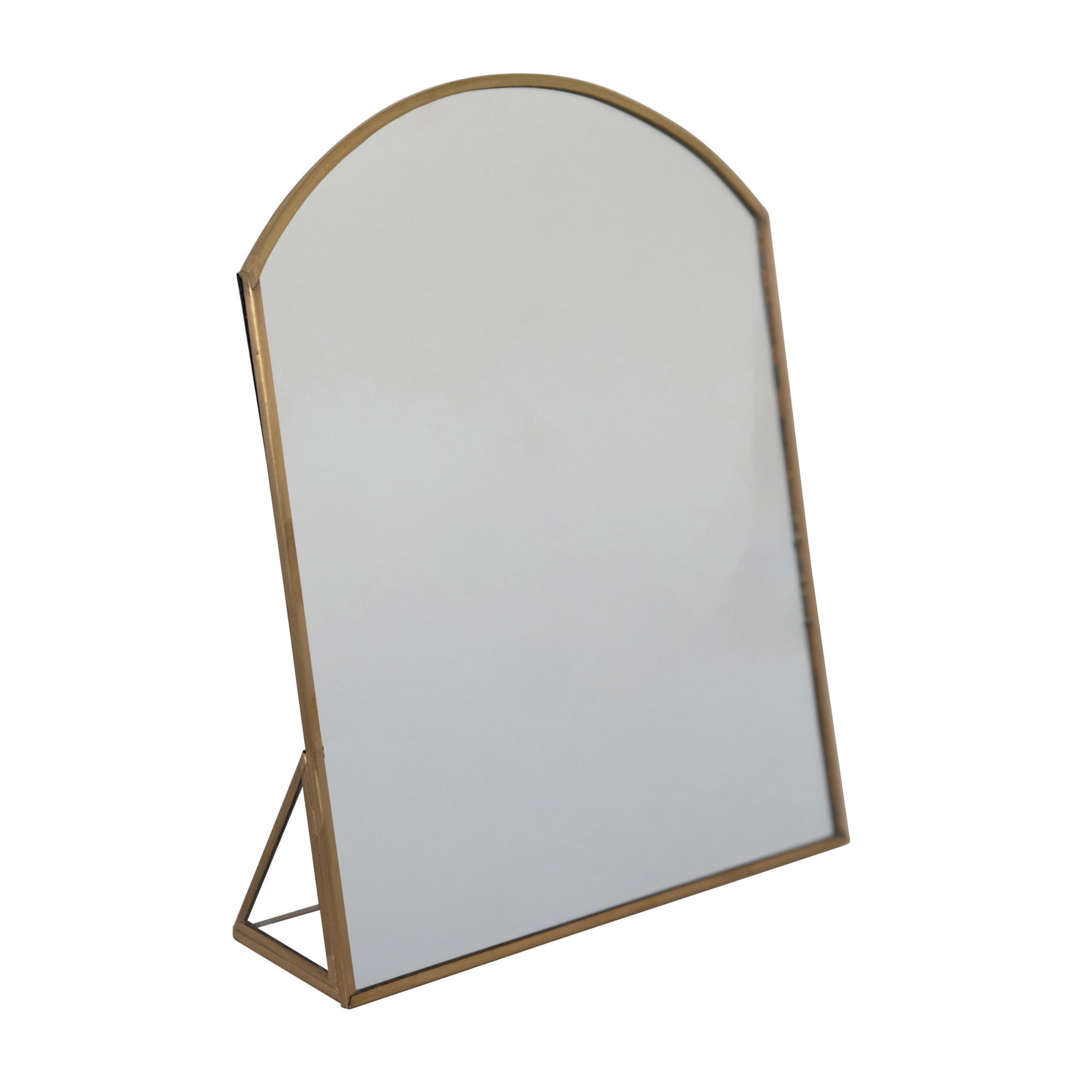 Brass Arched Metal Framed Freestanding Mirror, 9.75"
