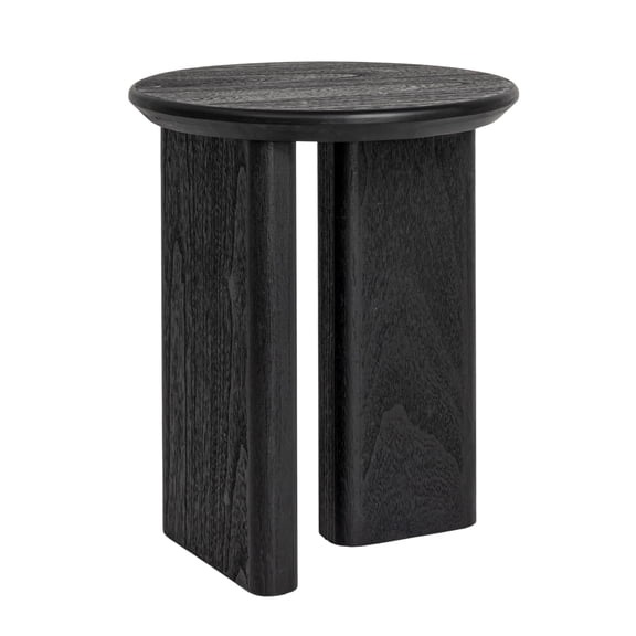 Creative Co-Op Asymmetrical Firwood Round End Table, Black