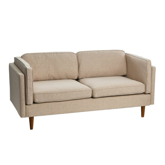 Creative Co-Op Atley Modern Upholstered High Sided Sofa with Solid Wood Legs, Wheat