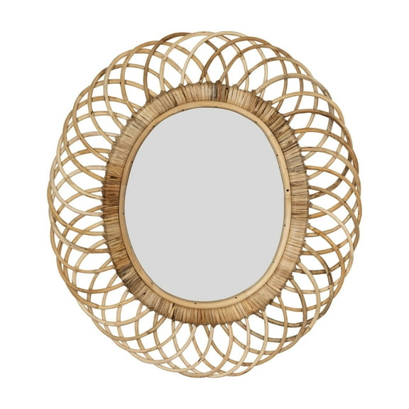 Creative Co-Op Bamboo Oval Wall Mirror, Natural