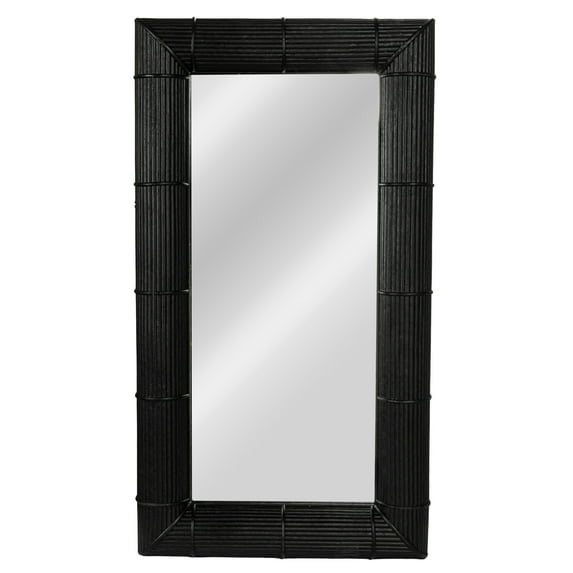 Creative Co-Op Bamboo Rectangular Wall Mirror, Black