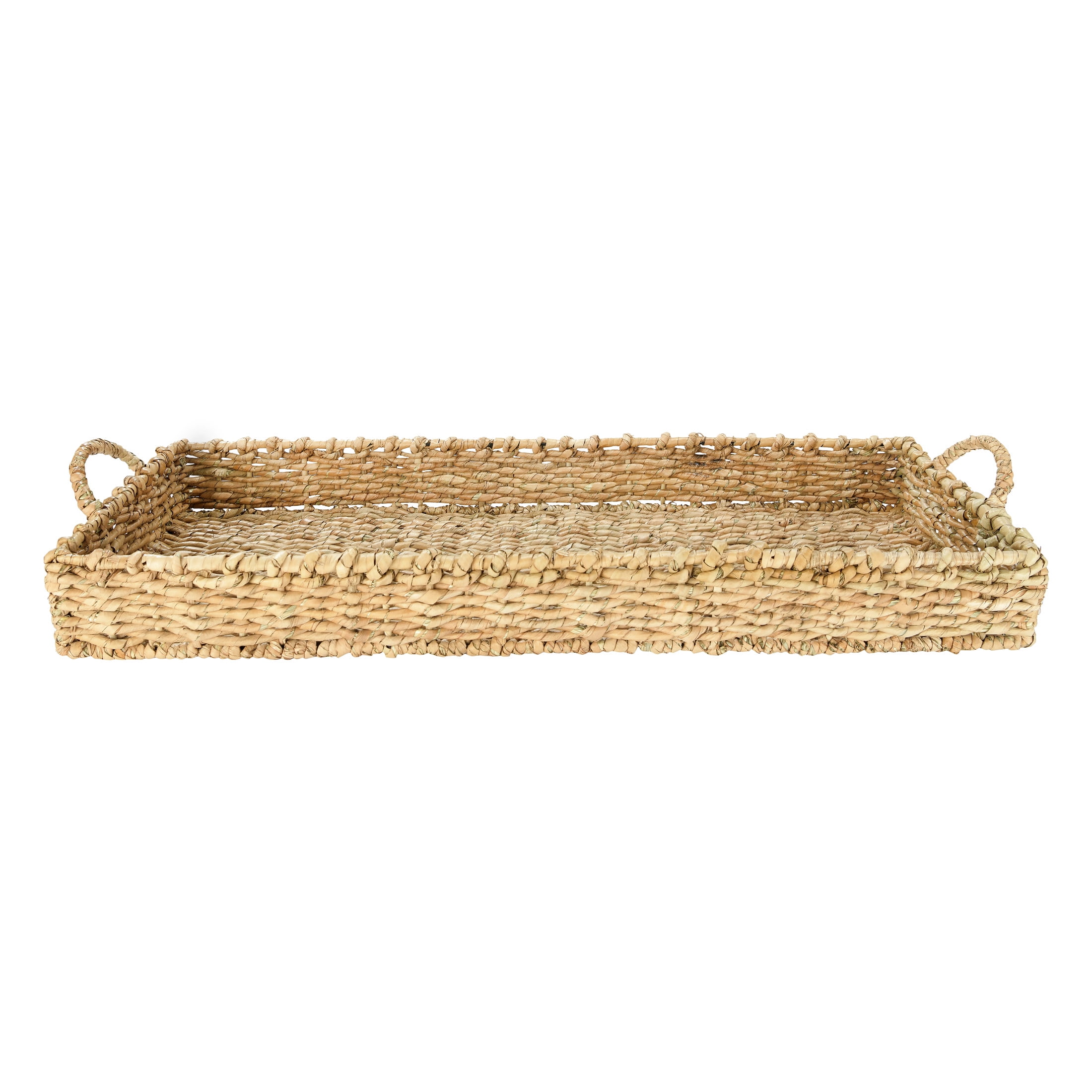 Natural Rectangular Woven Bankuan Wicker Tray with Handles