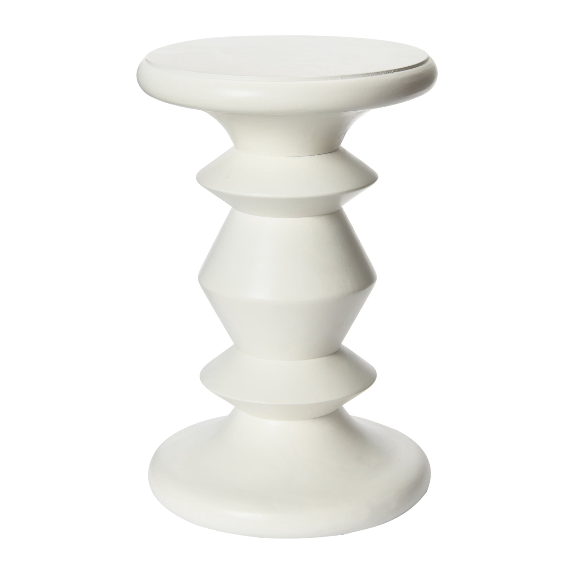 Creative Co-Op Berns Mid Century Modern Solid Wood End Table or Stool, Distressed White Finish