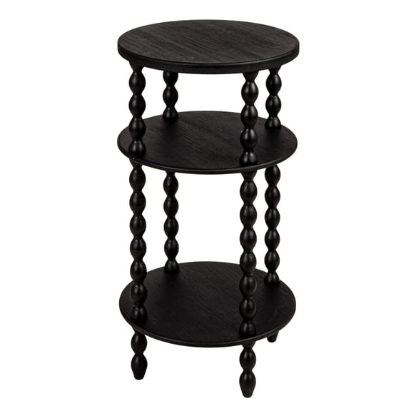 Creative Co-Op Bobbin Leg Round Wood Accent Table, Black