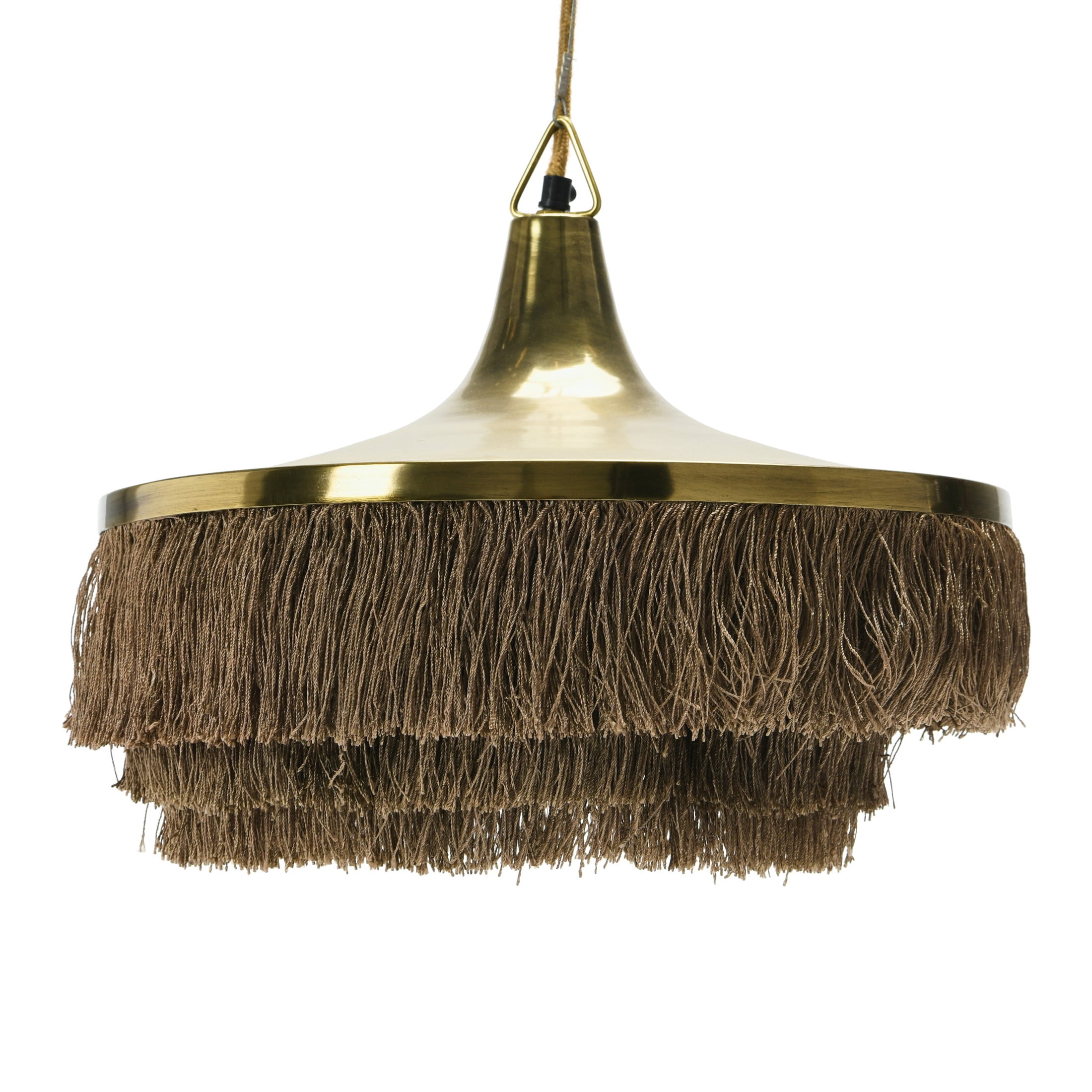 Taupe and Gold 2-Tier Metal Chandelier with Fringe