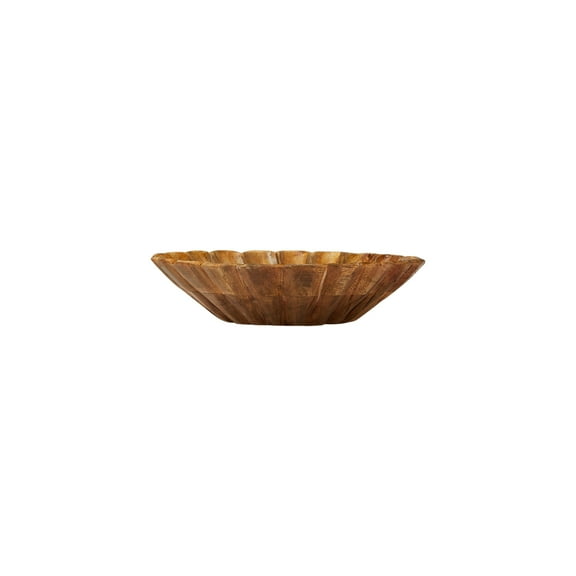 Creative Co-Op Boho Carved Wood Bowl with Scalloped Edge, Natural
