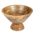 thumbnail image 1 of Creative Co-Op Boho Wood Pedestal Serving Bowl, Light Brown Finish, 1 of 7