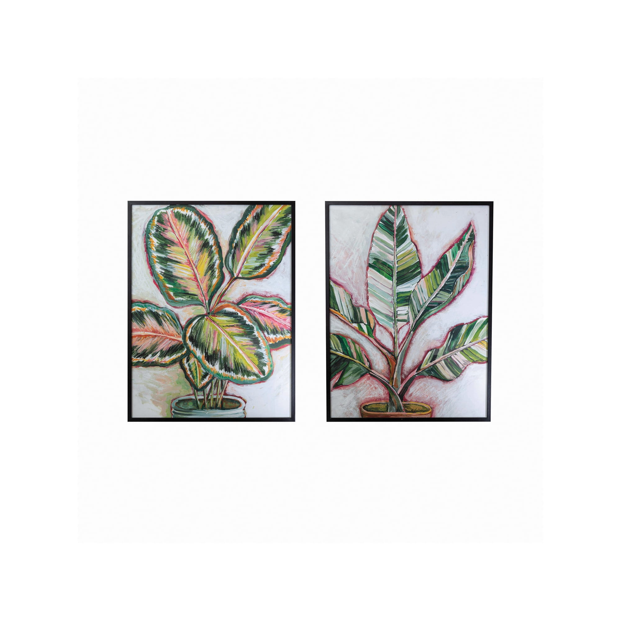 Creative Co-Op Wood Framed Glass Wall Décor w/ Botanical