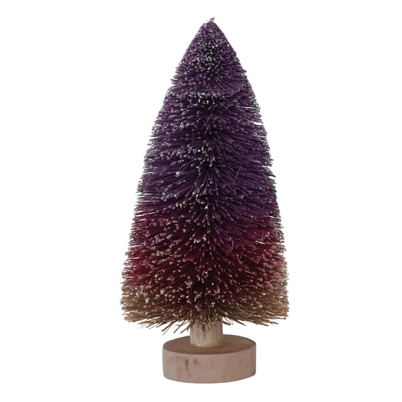 Creative Co-Op Bottle Brush Tree with Wood Base and Glitter, Purple Ombre