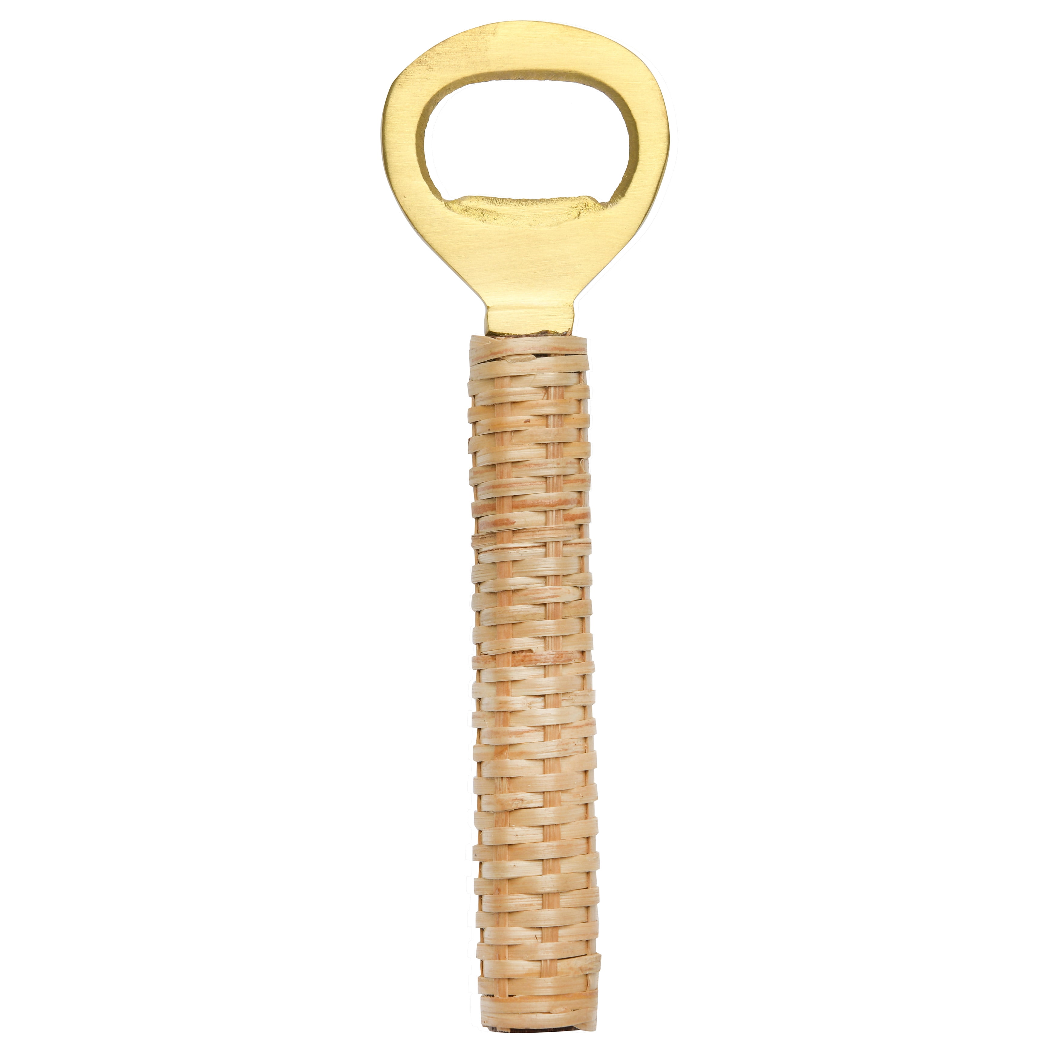 Bamboo and Brass Bottle Opener with Woven Handle