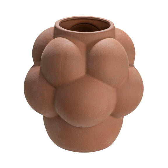 Creative Co-Op Bulbous Stoneware Vase with Raised Dots and Matte Finish, Terracotta