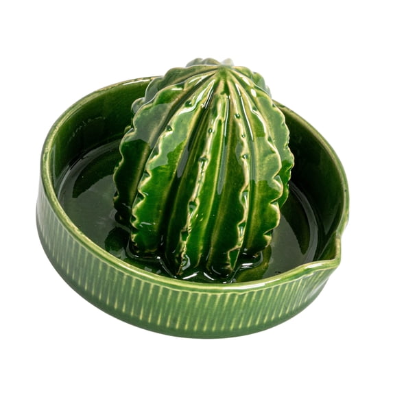 Creative Co-Op Cactus-Shaped Stoneware Juicer, Green