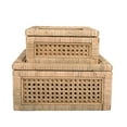 thumbnail image 1 of Creative Co-Op Cane and Rattan Natural Wood Decorative Boxes, Set of 2, 1 of 3
