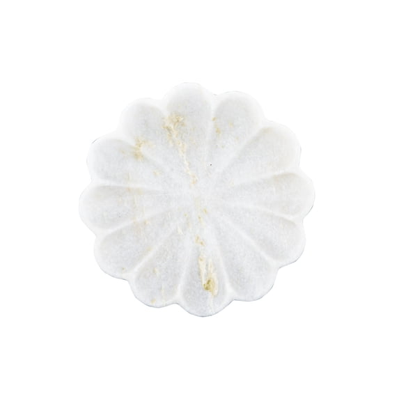 Creative Co-Op Carved Marble Flower Shape Dish